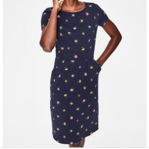 Boden Phoebe Jersey dress in blue floral medley